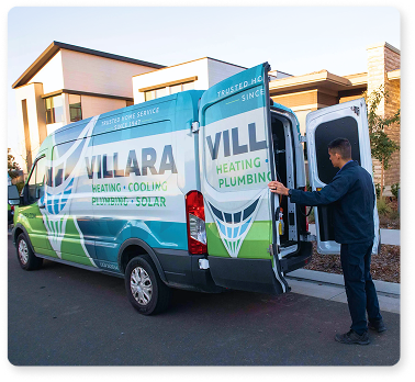 Technician opening back of van